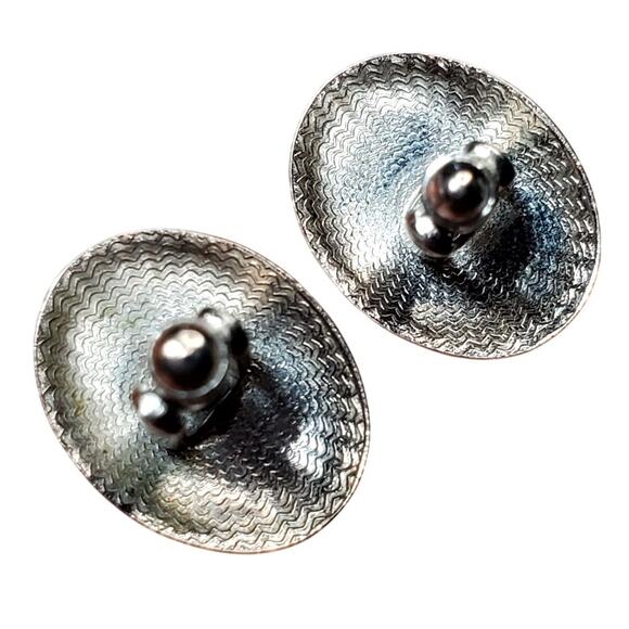 Vtg Silver Tone Floral Design Cufflinks 1" - Picture 2 of 3